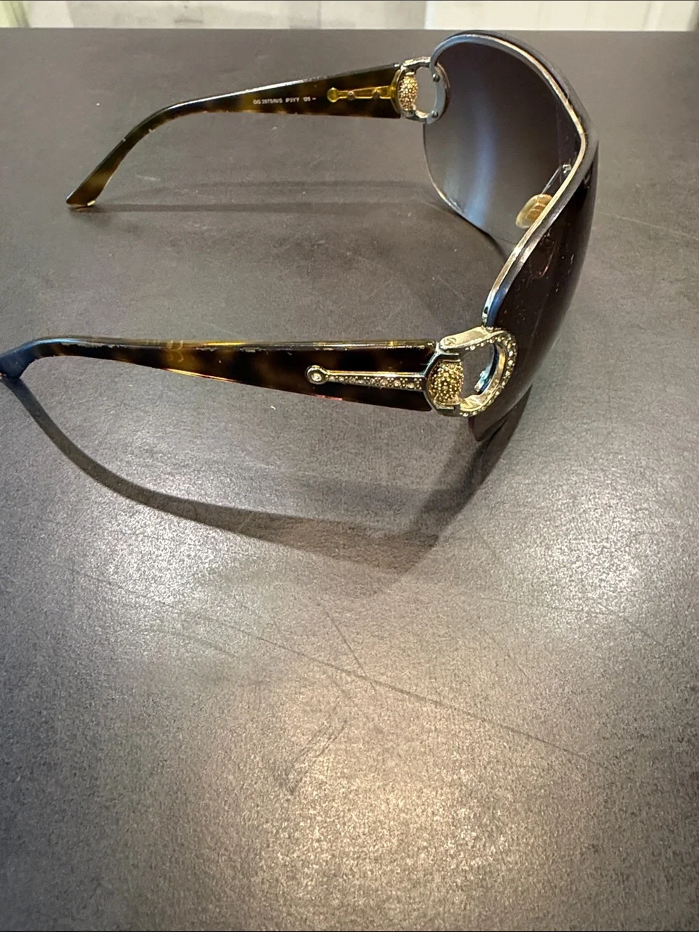 Gucci Tortoiseshell Sunglasses with Gold Hardware and Brown Gradient Lenses
